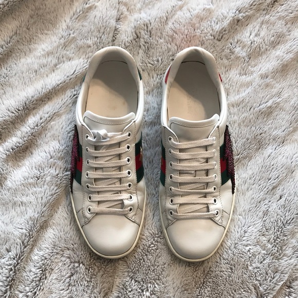 GUCCI Ace Lightning Bolt Embroidered Sneakers - Picture 3 of 7